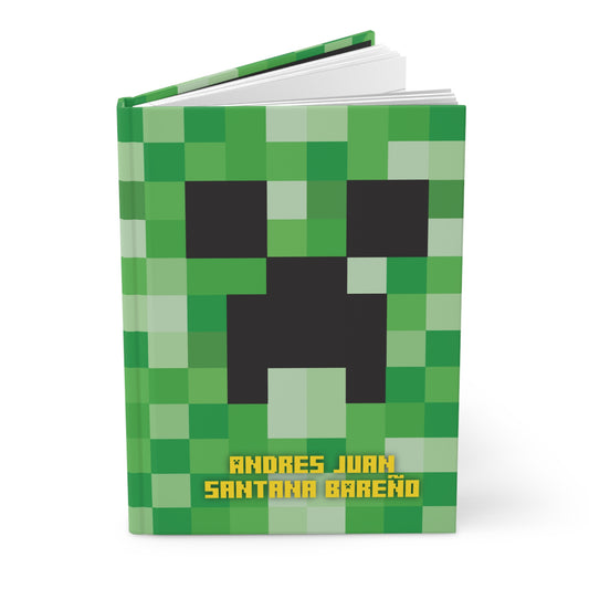 Personalized MINECRAFT Hardcover Journal 5.75"x8" | 150 lined pages | GREEN CREEPER Inspired Cover | Perfect Video Gamer Gift Notebook