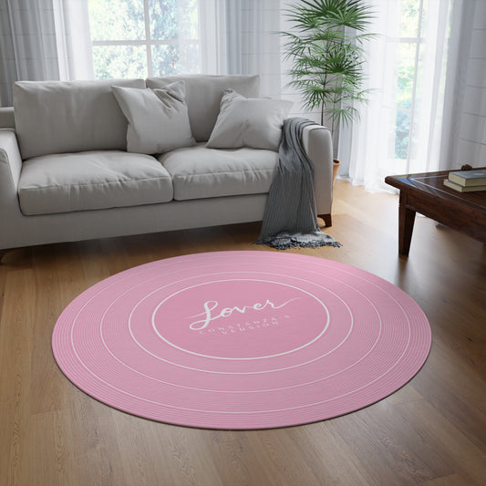 Personalized Round Rug LOVER Pink Vinyl Record | CUSTOM VERSION Name and Era | 60" x 60" | Swiftie Gift Fan Present