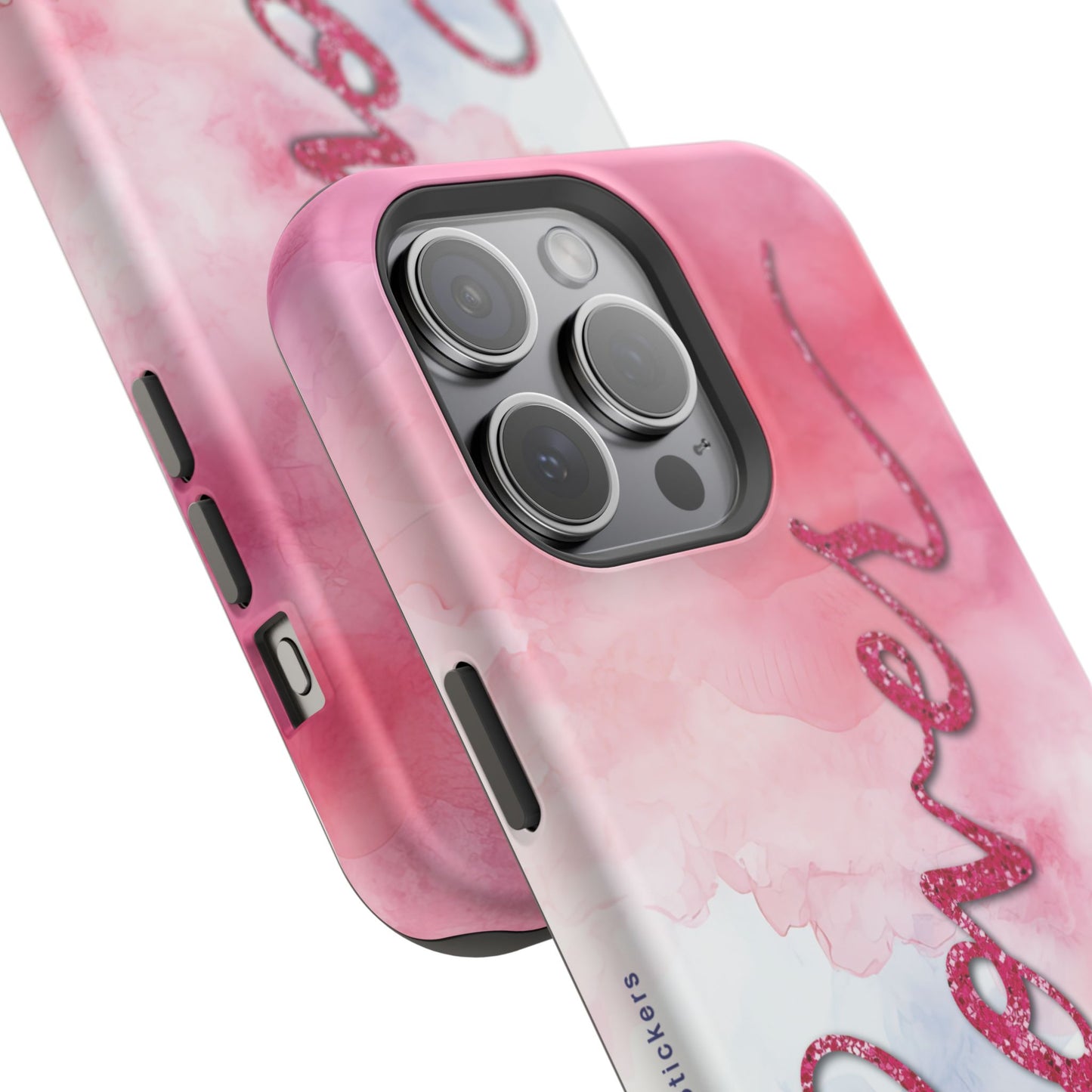 MagSafe Tough Cases | LOVER Watercolor Pink Blue Glitter | iPhone 15, 14, 13  | Perfect Unique Valentine's Day Gift for Wife, Girlfriend