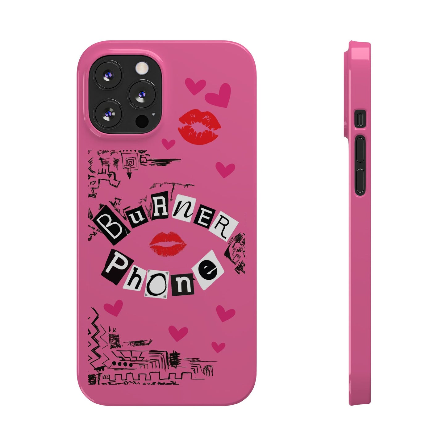 Burner Phone, MEAN GIRLS BURN Book Pink Slim iPhone Cases | iPhone Mini, Pro, Plus, Pro Max, 15 to 7 | Perfect Unique Valentine's Day Gift