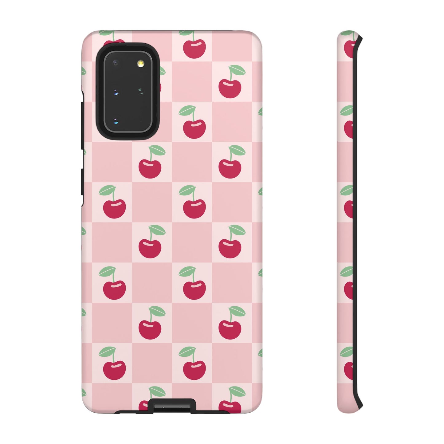 Pink Checkered Cherry Tough iPhone Cases | iPhone 15, 14, 13, 12-7 | Samsung Galaxy | Google Pixel