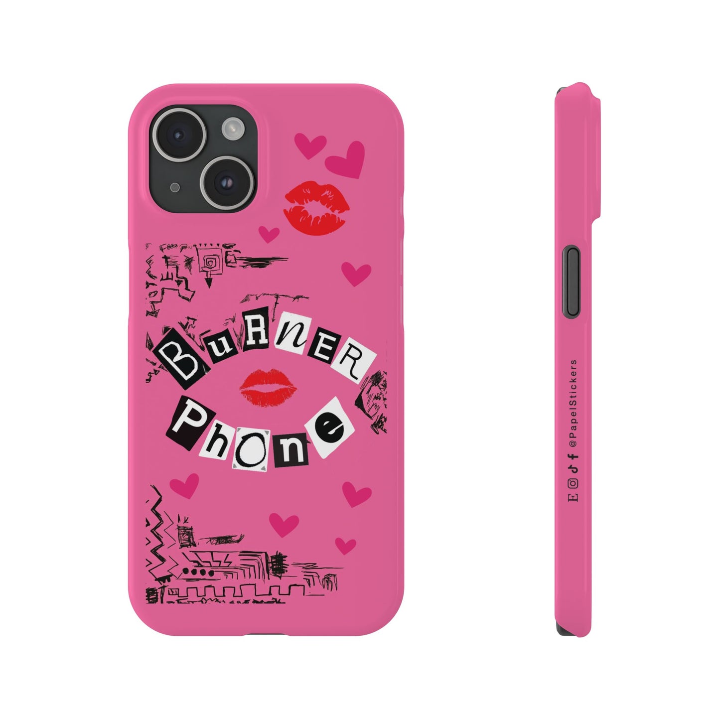 Burner Phone, MEAN GIRLS BURN Book Pink Slim iPhone Cases | iPhone Mini, Pro, Plus, Pro Max, 15 to 7 | Perfect Unique Valentine's Day Gift