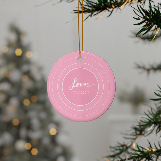 Personalized Ceramic Ornament, LOVER Pink Vinyl Record | CUSTOM VERSION's Name or Era | 4" x 4" | Swiftie Gift Fan Present