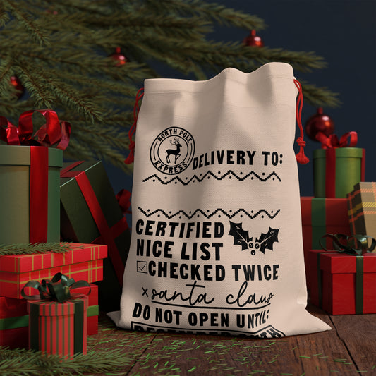 Gift Bag from SANTA SACK, North pole express delivery to certified nice list