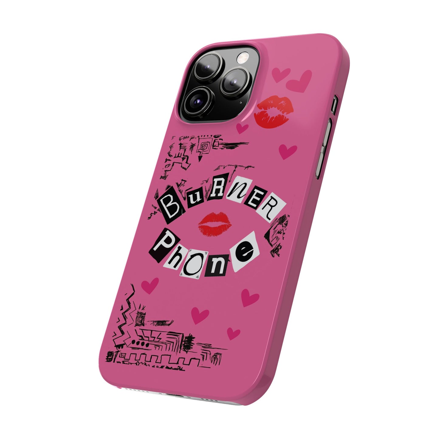 Burner Phone, MEAN GIRLS BURN Book Pink Slim iPhone Cases | iPhone Mini, Pro, Plus, Pro Max, 15 to 7 | Perfect Unique Valentine's Day Gift