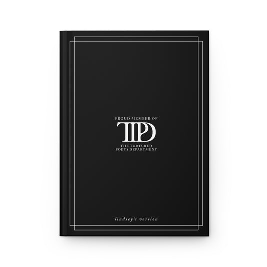 Personalized Black Hardcover Journal, CUSTOM VERSION's Name Spine | 5.75"x8", 150 lined pages | Proud Member Poet Dept.