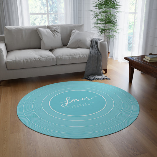 Personalized Round Rug LOVER Blue Vinyl Record | CUSTOM VERSION Name and Era | 60" x 60" | Swiftie Gift Fan Present