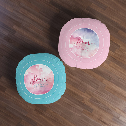 Personalized Tufted Floor Pillow, LOVER Pink and Blue Vinyl Record CUSTOM VERSION Name or Era | 30"x30" & 26"x26" | Swiftie Gift Fan Present