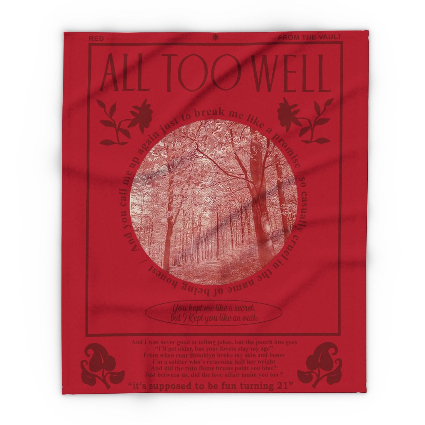 ALL TOO WELL Red Plush Blanket | 30x40", 50x60" and 60x80" | Swiftie Personalized Gift Unique Present | T.S. Merch