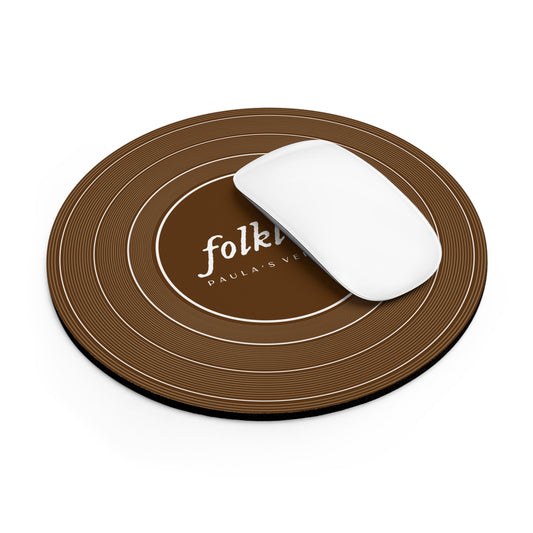 Personalized Mouse Pad, FOLKLORE Brown Vinyl Record  | CUSTOM Version's Name or ERA | Round 8" x 8" | Swiftie Fan Gift Present