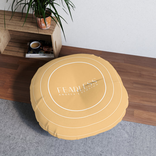 Personalized Tufted Floor Pillow, FEARLESS Golden Yellow Vinyl Record l CUSTOM Version Name and Era | 30"x30" & 26"x26" | Swiftie Gift Fan
