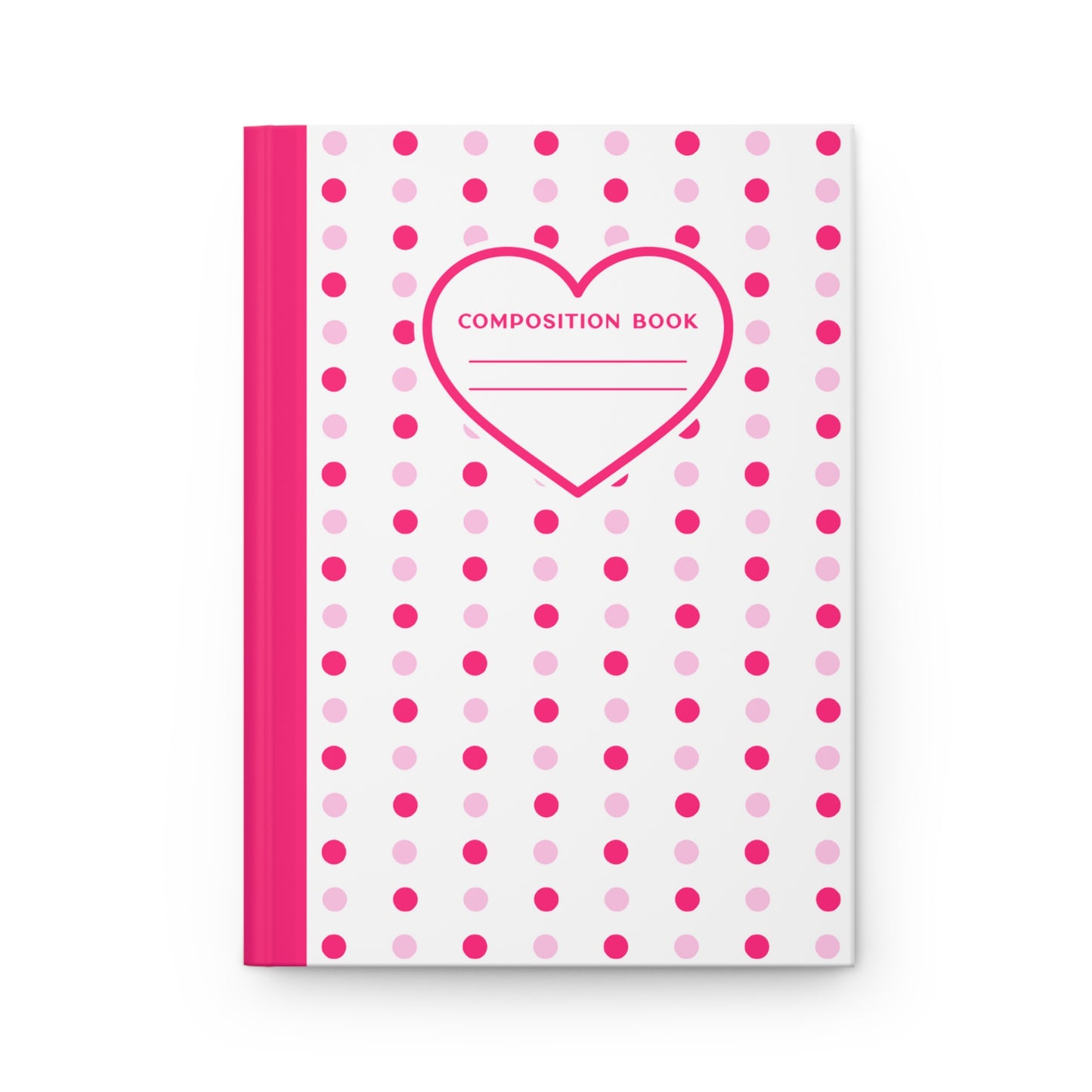 5.75x8" Hardcover PINK POLKA DOTS Composition Book, 150 lined pages, Unique Valentine's Day Gift for Kids/Classmate/Coworker/Best Friend