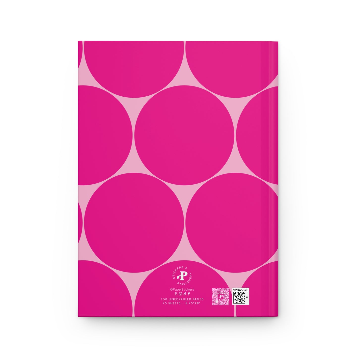 5.75"x8" Personalized BARBIE KATE SPADE inspired, Pink Circles Hardcover Journal Matte, Perfect Valentine's Day Gift for Her