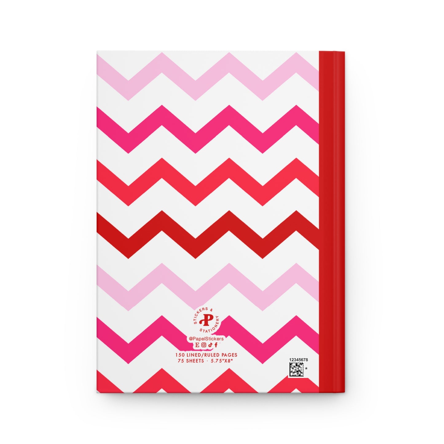 5.75x8" Hardcover RED PINK zig-zag Composition Book, 150 lined pages, Unique Valentine's Day Gift for Kids/Classmate/Coworker/Best Friend