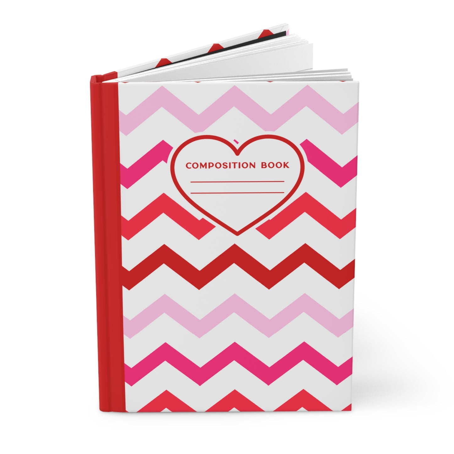 5.75x8" Hardcover RED PINK zig-zag Composition Book, 150 lined pages, Unique Valentine's Day Gift for Kids/Classmate/Coworker/Best Friend