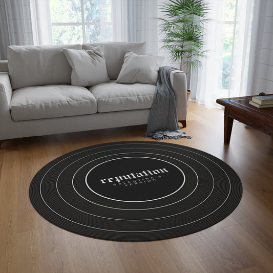 Personalized Round Rug REPUTATION Black Vinyl Record | CUSTOM VERSION Name and Era | 60" x 60" | Swiftie Gift Fan Present