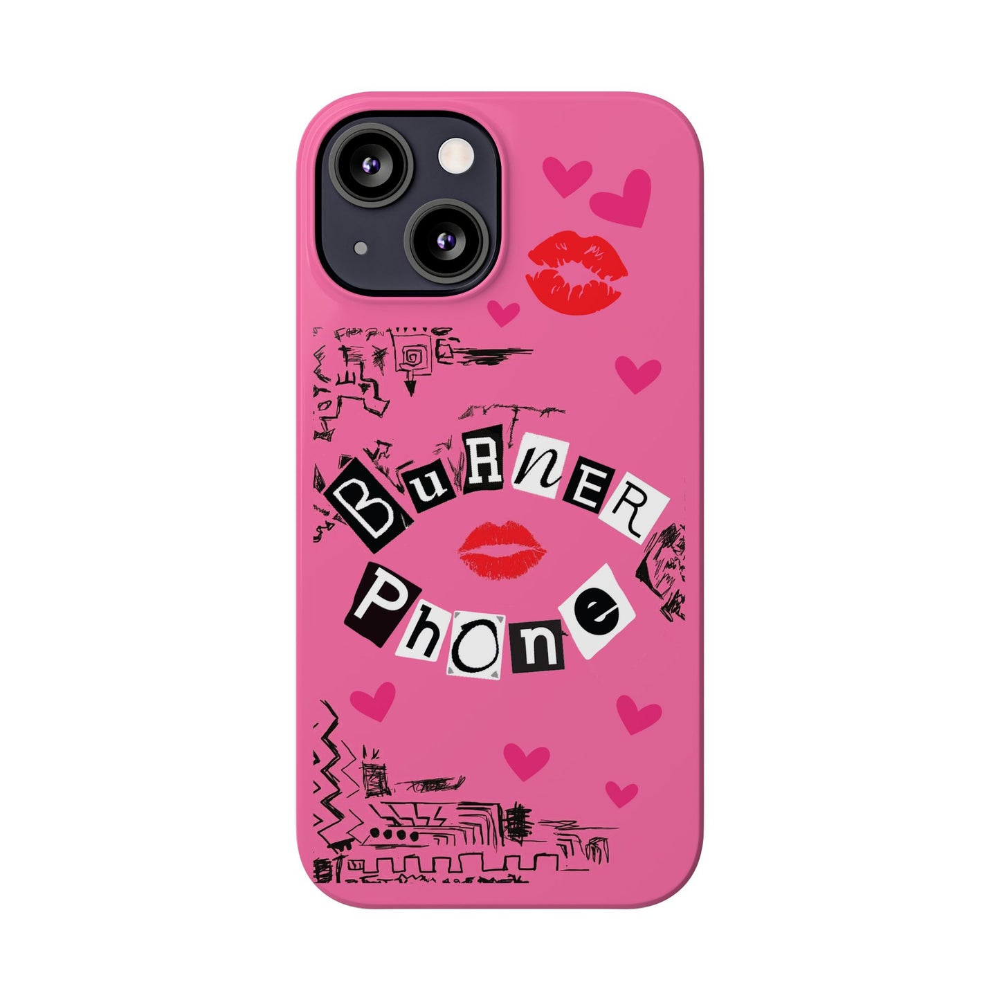 Burner Phone, MEAN GIRLS BURN Book Pink Slim iPhone Cases | iPhone Mini, Pro, Plus, Pro Max, 15 to 7 | Perfect Unique Valentine's Day Gift