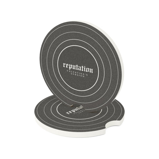 Personalized REPUTATION Black Vinyl Record Soapstone Car Coaster, CUSTOM VERSION's Name | 2.6" x 2.6" round | Swiftie Fan Gift