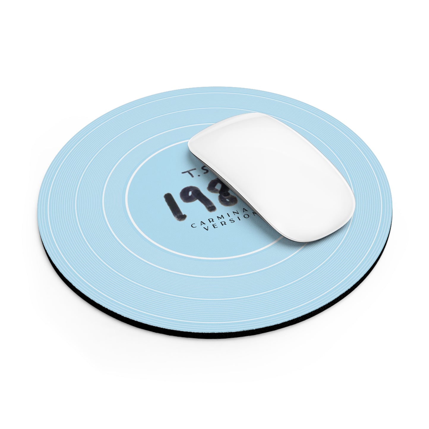 Personalized Mouse Pad, 1989 Sky Blue Vinyl Record  | CUSTOM Version's Name or ERA | Round 8" x 8" | Swiftie Fan Gift Present