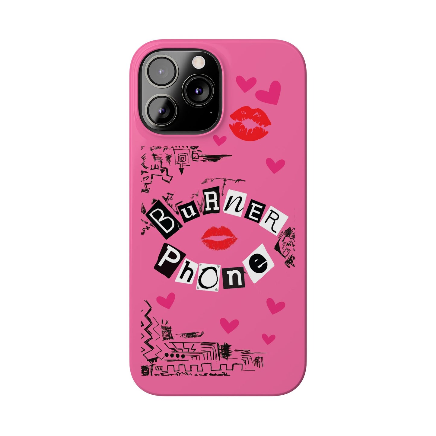 Burner Phone, MEAN GIRLS BURN Book Pink Slim iPhone Cases | iPhone Mini, Pro, Plus, Pro Max, 15 to 7 | Perfect Unique Valentine's Day Gift