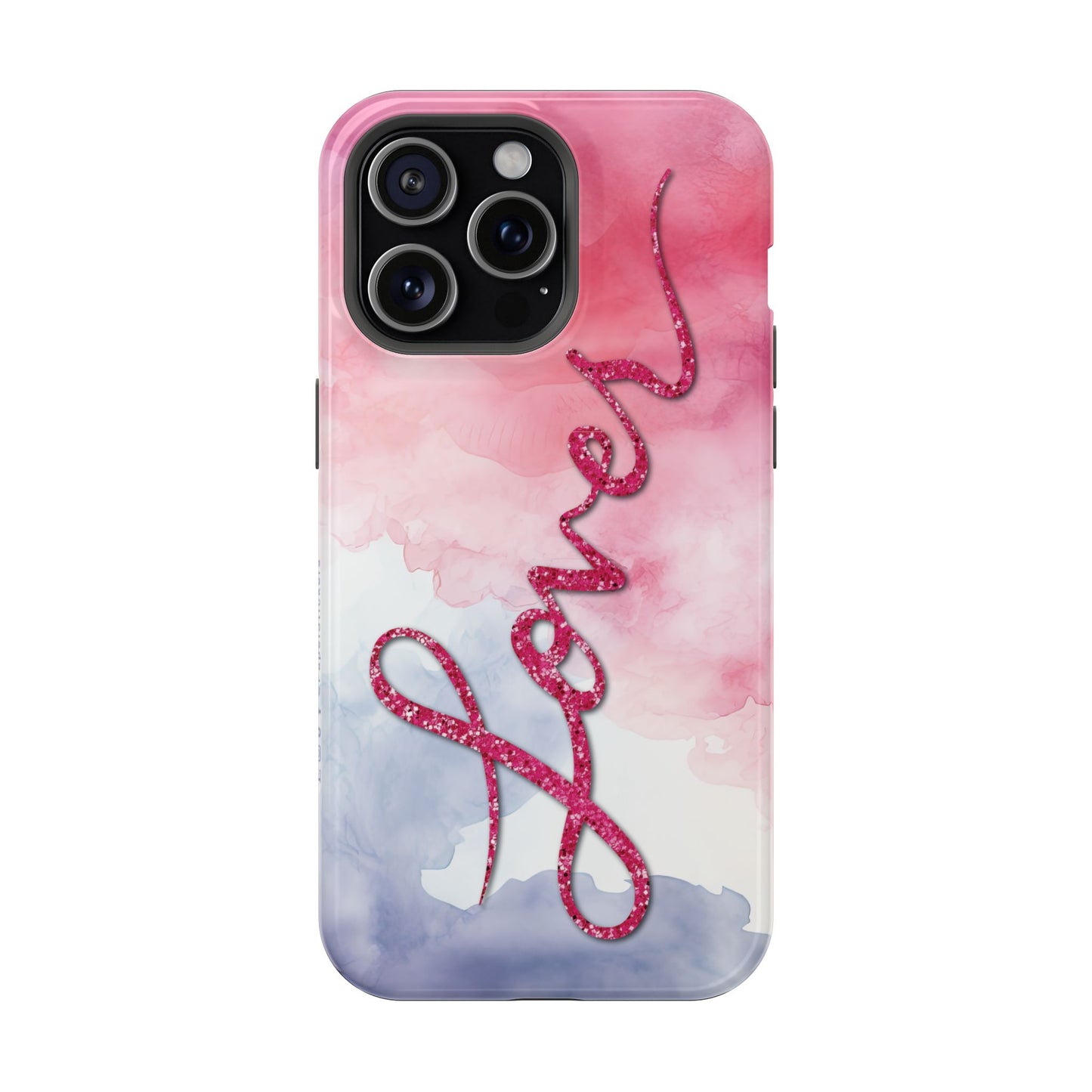 MagSafe Tough Cases | LOVER Watercolor Pink Blue Glitter | iPhone 15, 14, 13  | Perfect Unique Valentine's Day Gift for Wife, Girlfriend