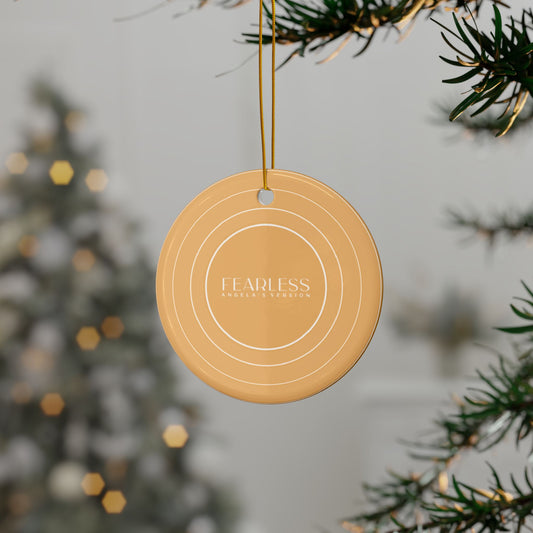 Personalized Ceramic Ornament, FEARLESS Golden Yellow Vinyl Record | CUSTOM VERSION's Name or Era | 4" x 4" | Swiftie Gift Fan Present