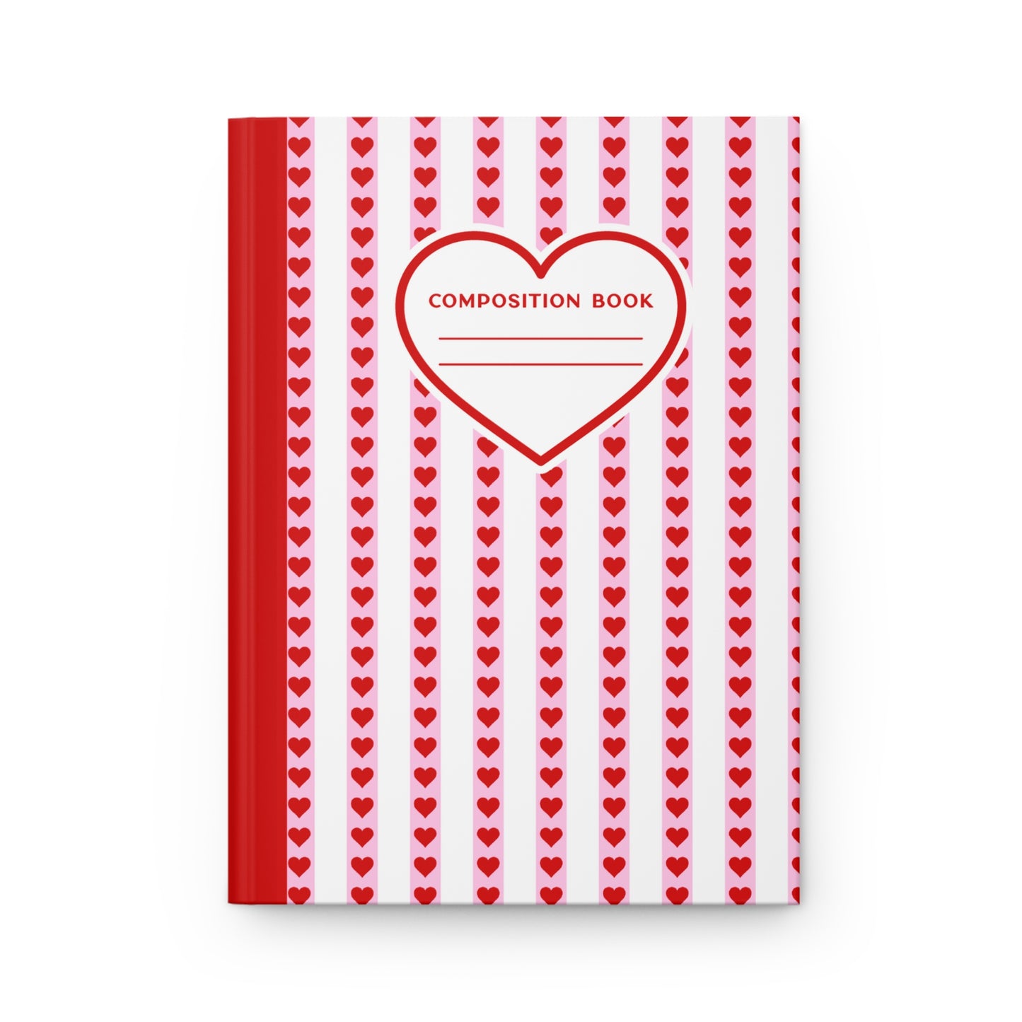 5.75x8" Hardcover MINI RED Hearts Composition Book, 150 lined pages, Unique Valentine's Day Gift for Kids/Classmate/Coworker/Best Friend