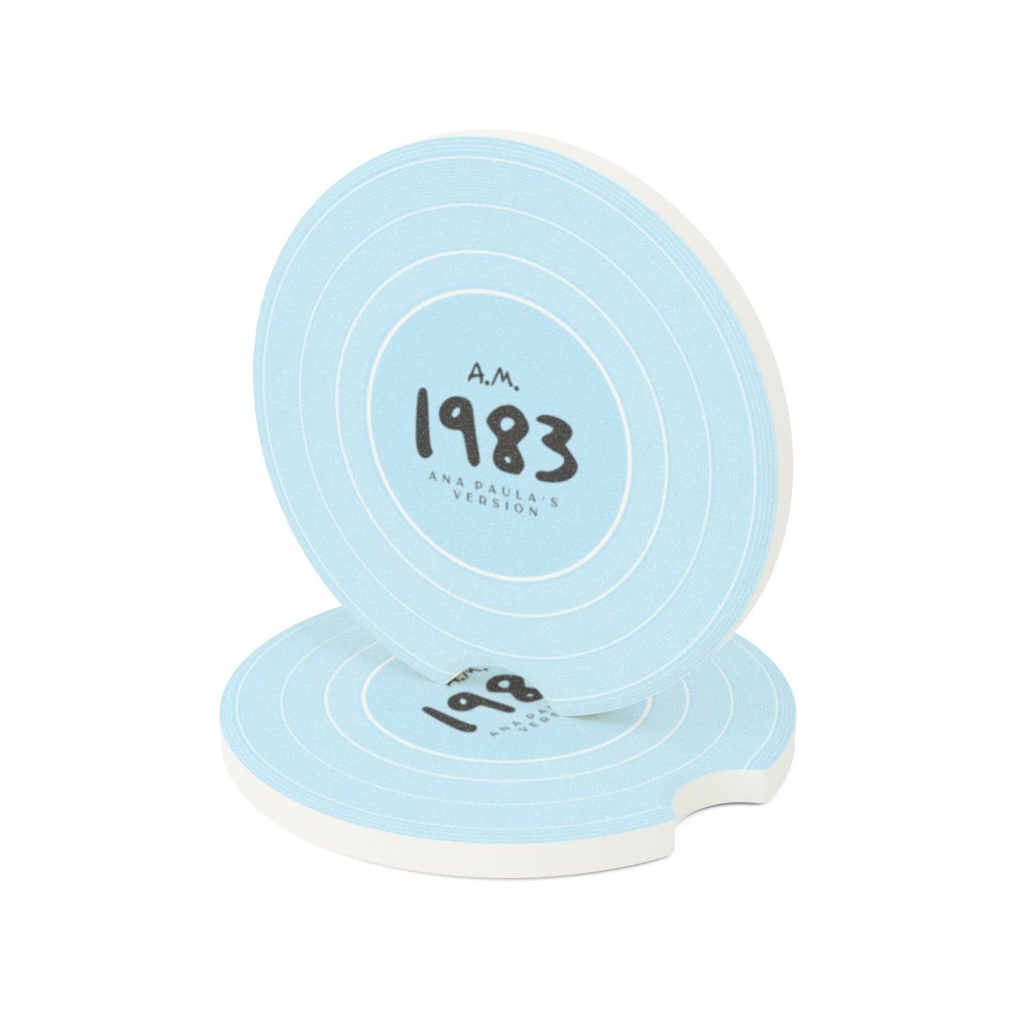 Personalized 1989 Sky Blue Vinyl Record Soapstone Car Coaster, CUSTOM VERSION's Name | 2.6" x 2.6" round | Swiftie Fan Gift