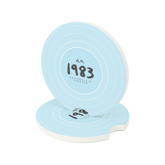 Personalized 1989 Sky Blue Vinyl Record Soapstone Car Coaster, CUSTOM VERSION's Name | 2.6" x 2.6" round | Swiftie Fan Gift