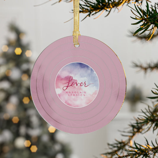 Personalized Acrylic Ornaments, LOVER Pink Clouds Vinyl Record | CUSTOM VERSION, Name or Era | 4" x 4" | Swiftie Gift Fan Present