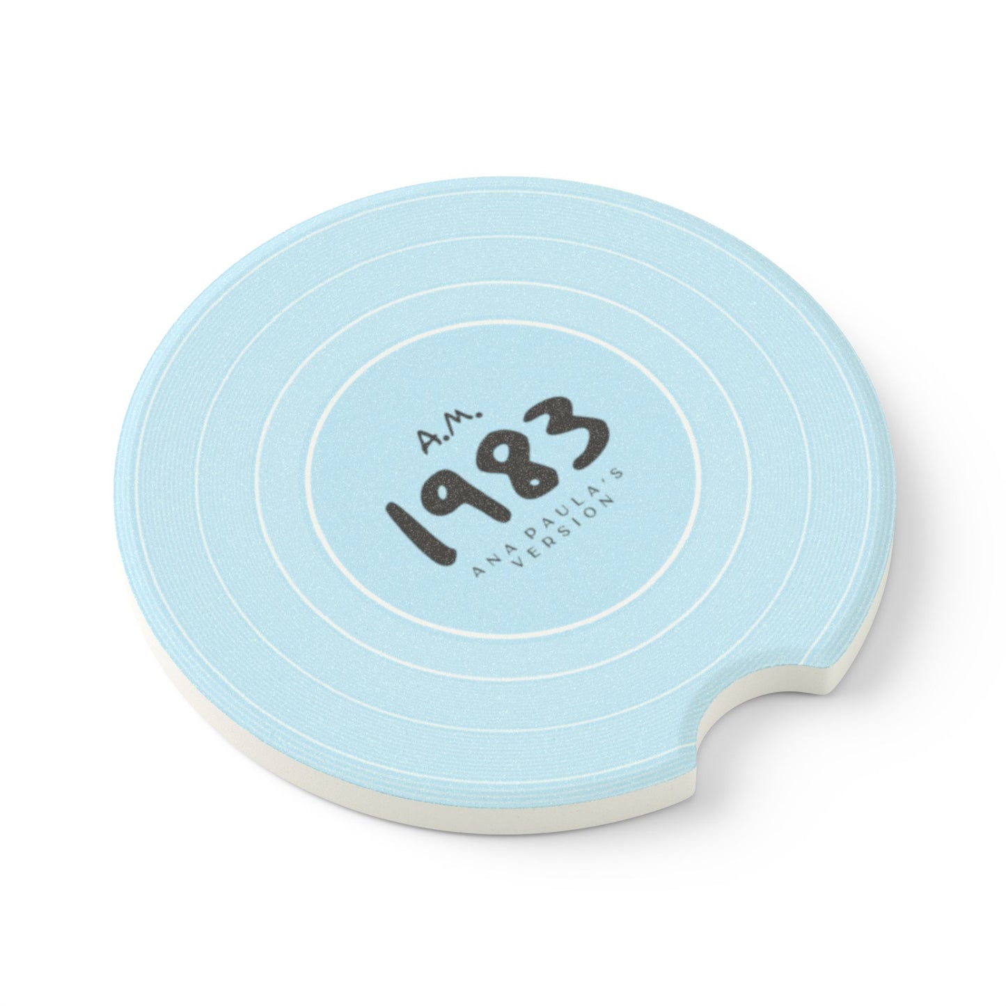 Personalized 1989 Sky Blue Vinyl Record Soapstone Car Coaster, CUSTOM VERSION's Name | 2.6" x 2.6" round | Swiftie Fan Gift