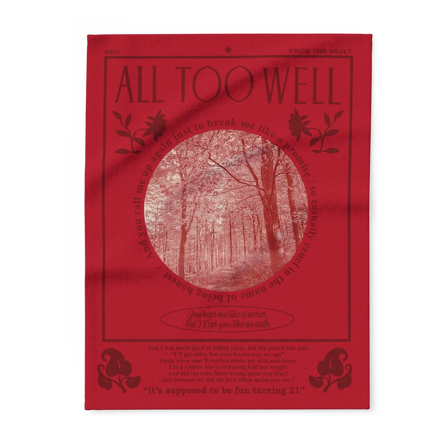 ALL TOO WELL Red Plush Blanket | 30x40", 50x60" and 60x80" | Swiftie Personalized Gift Unique Present | T.S. Merch