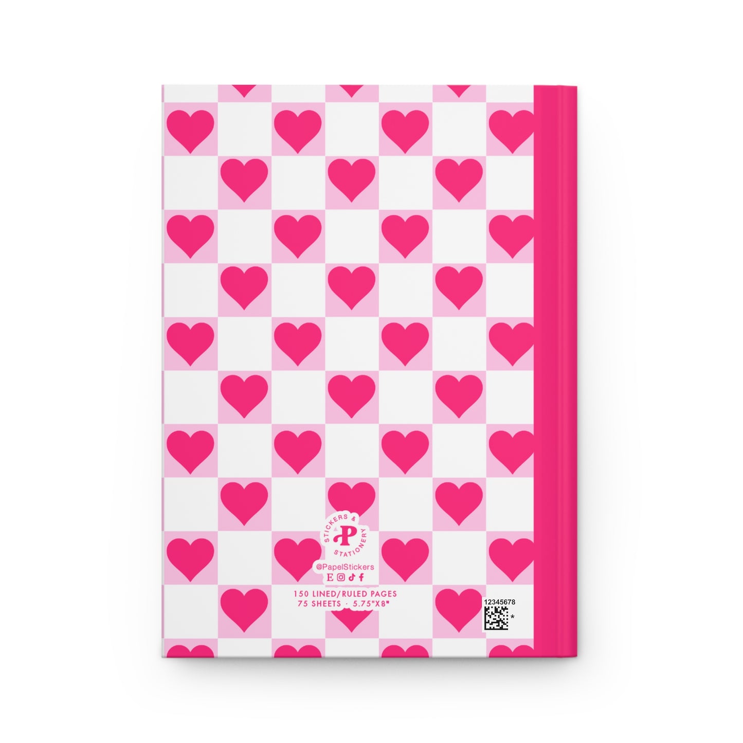 5.75x8" Hardcover PINK HEARTS Composition Book, 150 lined pages, Unique Valentine's Day Gift for Kids/Classmate/Coworker/Best Friend