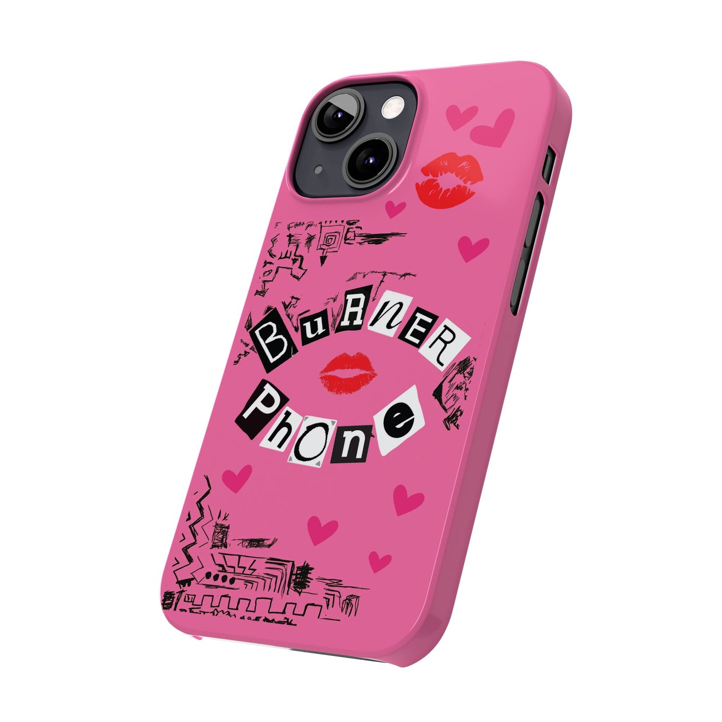 Burner Phone, MEAN GIRLS BURN Book Pink Slim iPhone Cases | iPhone Mini, Pro, Plus, Pro Max, 15 to 7 | Perfect Unique Valentine's Day Gift