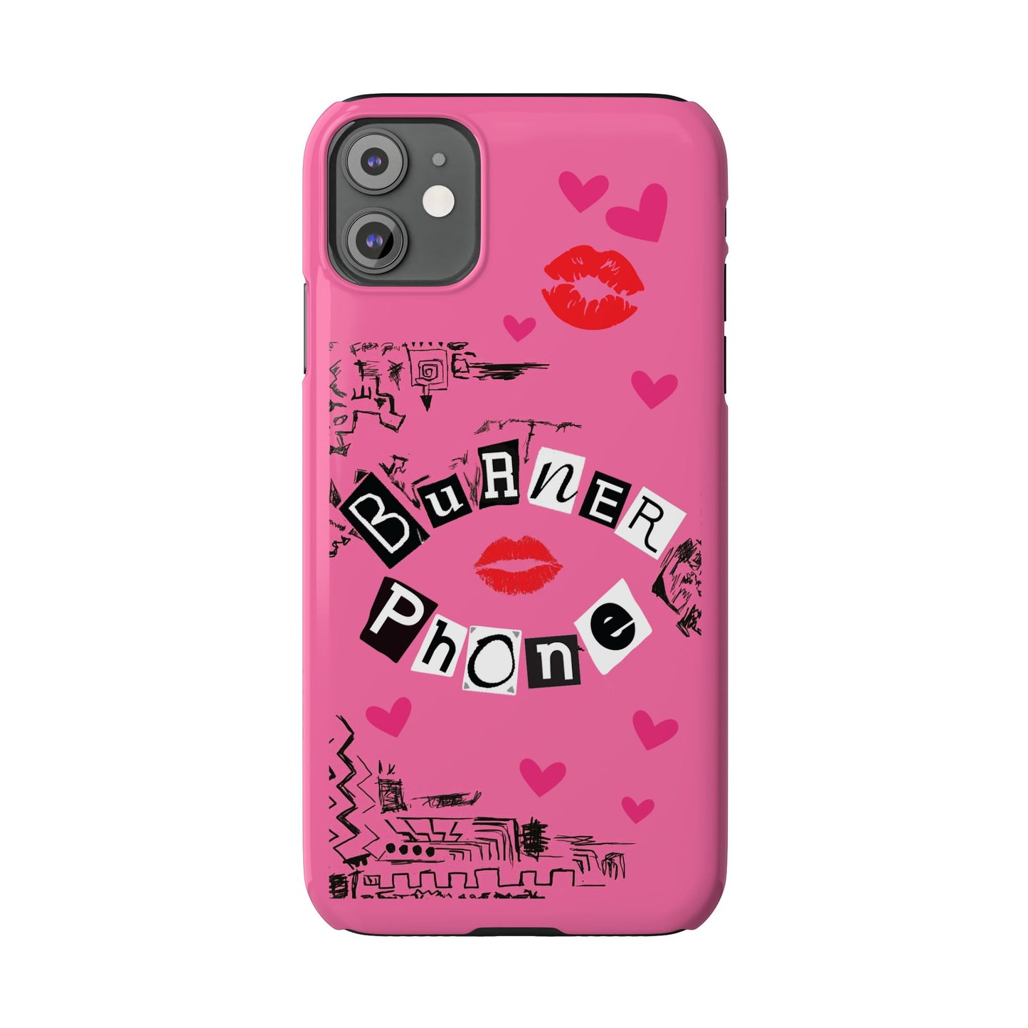 Burner Phone, MEAN GIRLS BURN Book Pink Slim iPhone Cases | iPhone Mini, Pro, Plus, Pro Max, 15 to 7 | Perfect Unique Valentine's Day Gift