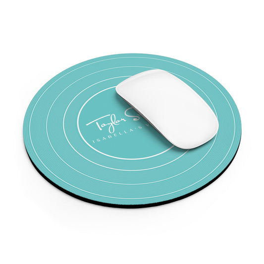 Personalized Mouse Pad, AQUA BLUE Vinyl Record  | Custom Version's Name or ERA | Round 8" x 8" | Swiftie Fan Gift Present