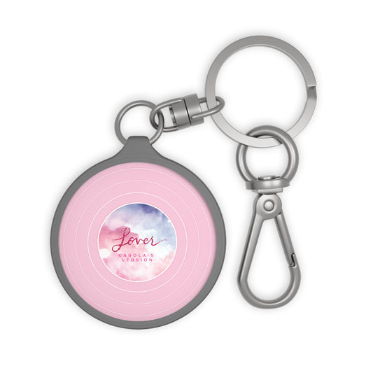 Personalized Keyring Tag, LOVER Pink Clouds Vinyl Record | CUSTOM Version Name or ERA | 1.89" Round | Swiftie Fan Gift Present