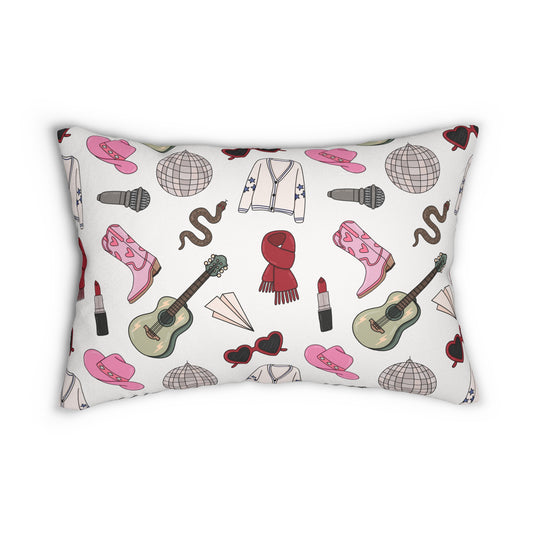 Eras Inspired Spun Polyester Lumbar Pillow | 20" × 14" | Swiftie Gift Fan Present | All Too Well Scarf