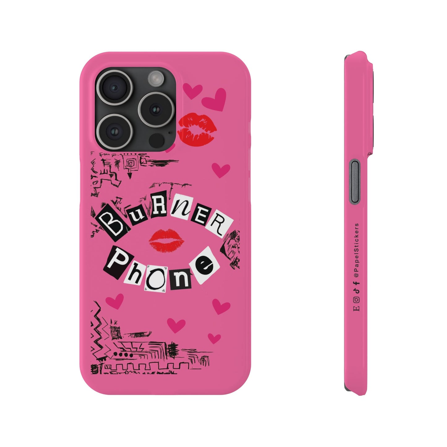 Burner Phone, MEAN GIRLS BURN Book Pink Slim iPhone Cases | iPhone Mini, Pro, Plus, Pro Max, 15 to 7 | Perfect Unique Valentine's Day Gift