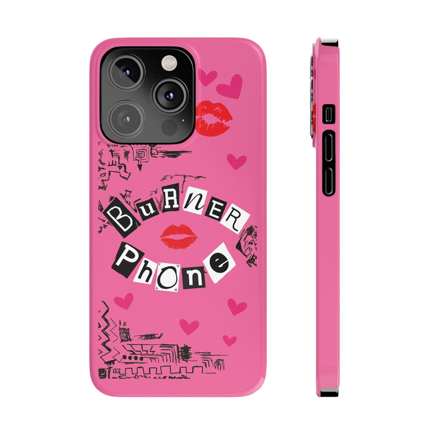 Burner Phone, MEAN GIRLS BURN Book Pink Slim iPhone Cases | iPhone Mini, Pro, Plus, Pro Max, 15 to 7 | Perfect Unique Valentine's Day Gift