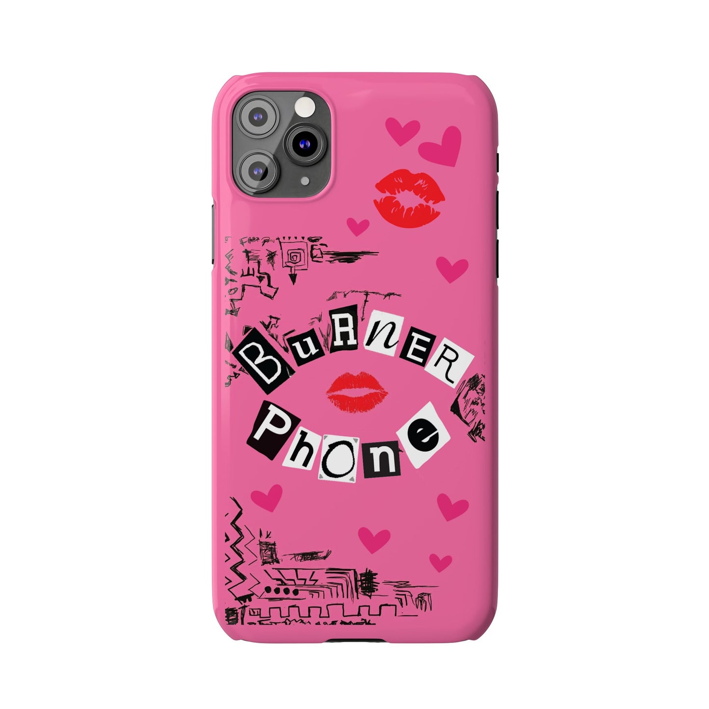 Burner Phone, MEAN GIRLS BURN Book Pink Slim iPhone Cases | iPhone Mini, Pro, Plus, Pro Max, 15 to 7 | Perfect Unique Valentine's Day Gift