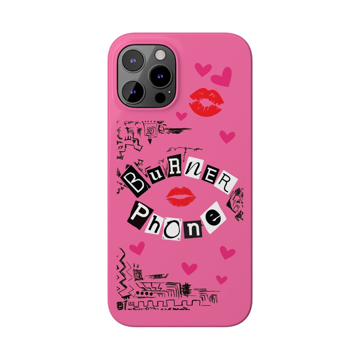 Burner Phone, MEAN GIRLS BURN Book Pink Slim iPhone Cases | iPhone Mini, Pro, Plus, Pro Max, 15 to 7 | Perfect Unique Valentine's Day Gift