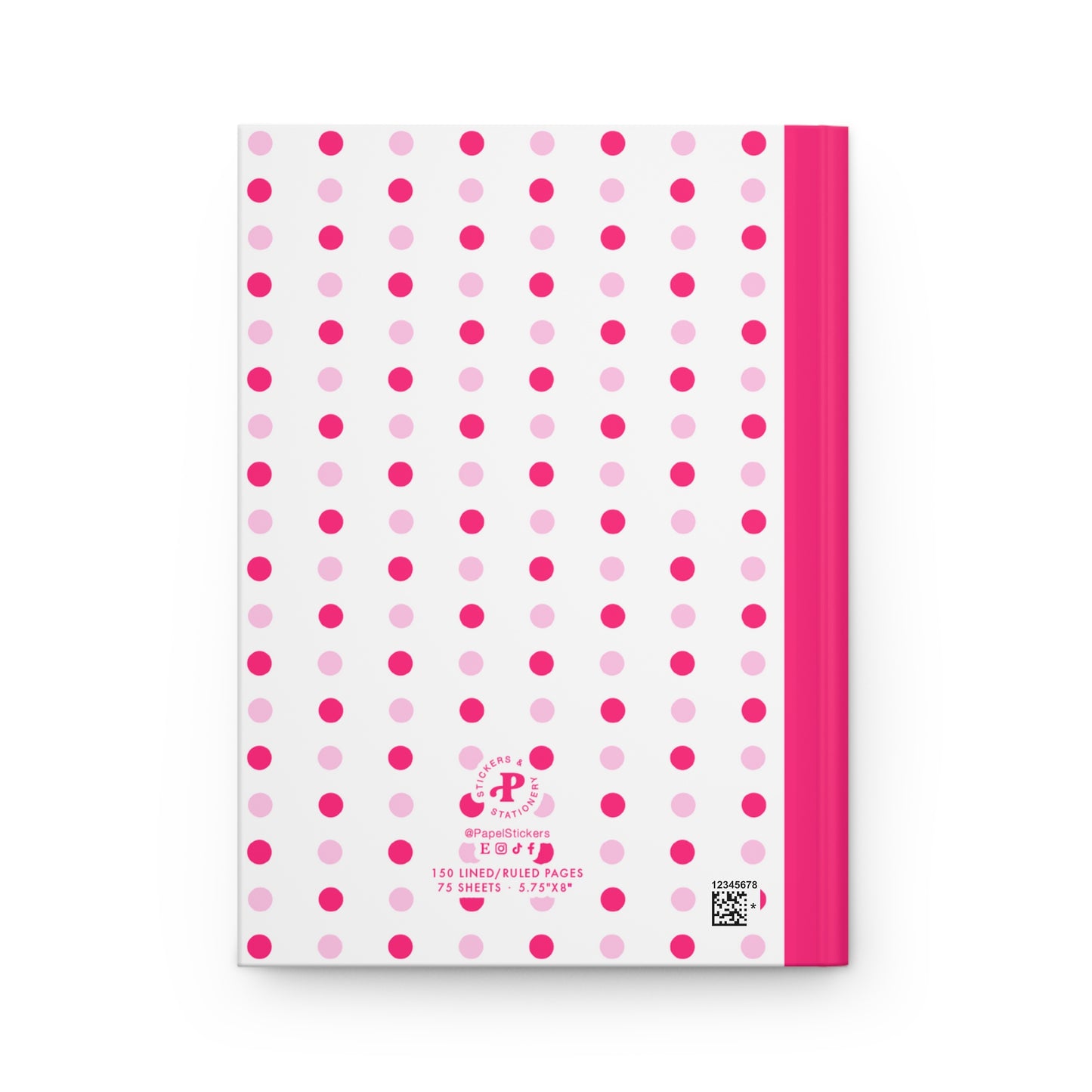 5.75x8" Hardcover PINK POLKA DOTS Composition Book, 150 lined pages, Unique Valentine's Day Gift for Kids/Classmate/Coworker/Best Friend