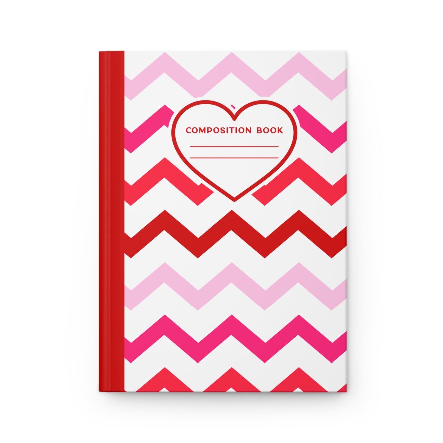 5.75x8" Hardcover RED PINK zig-zag Composition Book, 150 lined pages, Unique Valentine's Day Gift for Kids/Classmate/Coworker/Best Friend