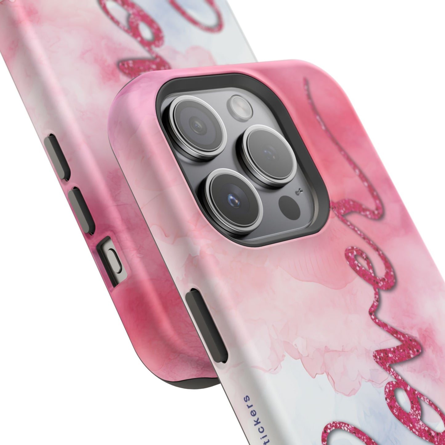 MagSafe Tough Cases | LOVER Watercolor Pink Blue Glitter | iPhone 15, 14, 13  | Perfect Unique Valentine's Day Gift for Wife, Girlfriend