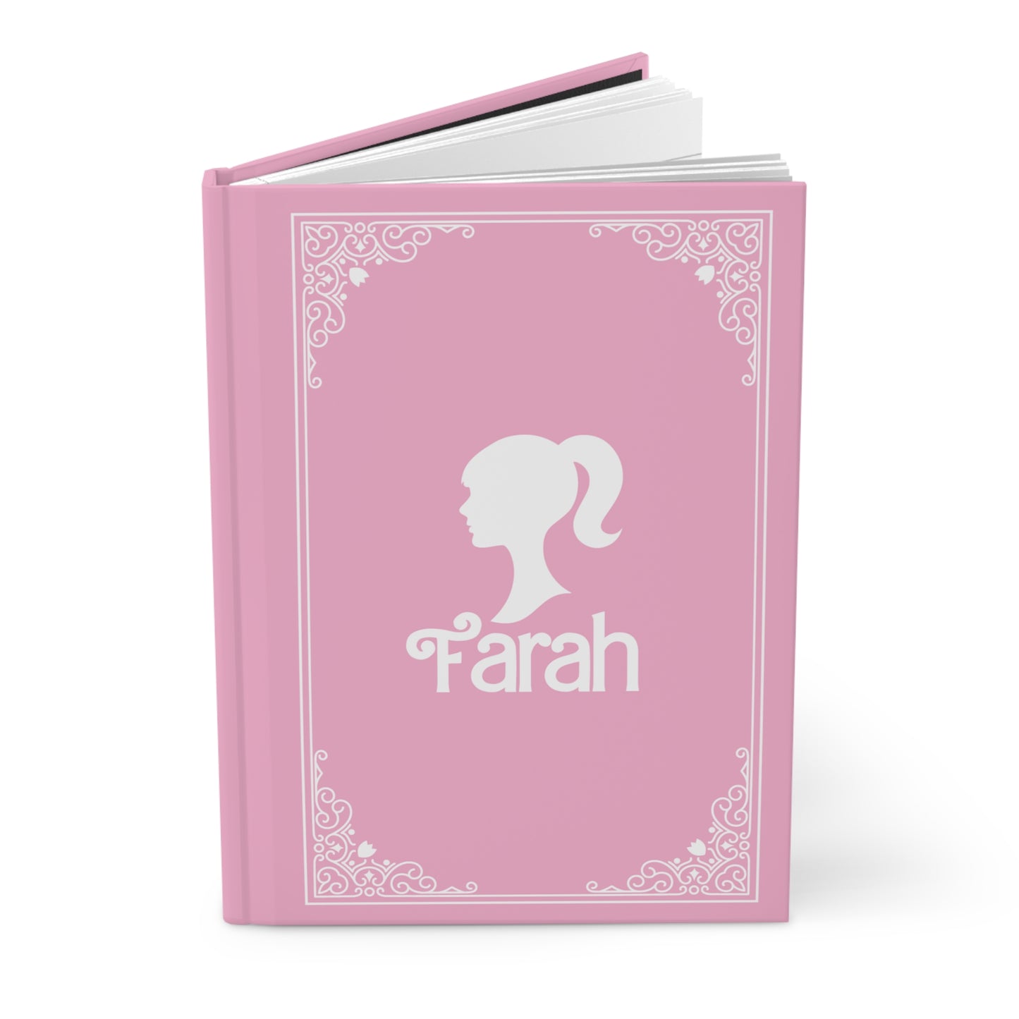 PERSONALIZED Hardcover Journal Matte, Pink, TAYLOR'S silhouette, BARBIE inspired Fairytale Book Cover, Perfect Christmas Gift for Girls