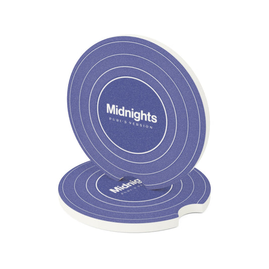 Personalized MIDNIGHTS Blue Vinyl Record Soapstone Car Coaster, CUSTOM VERSION's Name | 2.6" x 2.6" round | Swiftie Fan Gift