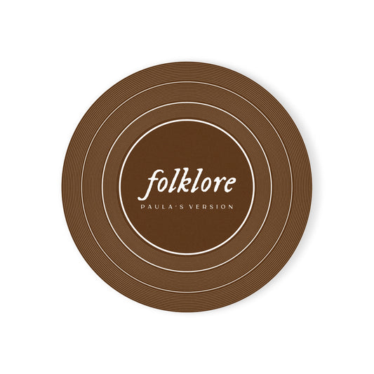 Personalized Cork Back Coaster FOLKLORE Brown Vinyl Record | CUSTOM VERSION, Name or Era | 4" x 4" | Swiftie Gift Fan Present