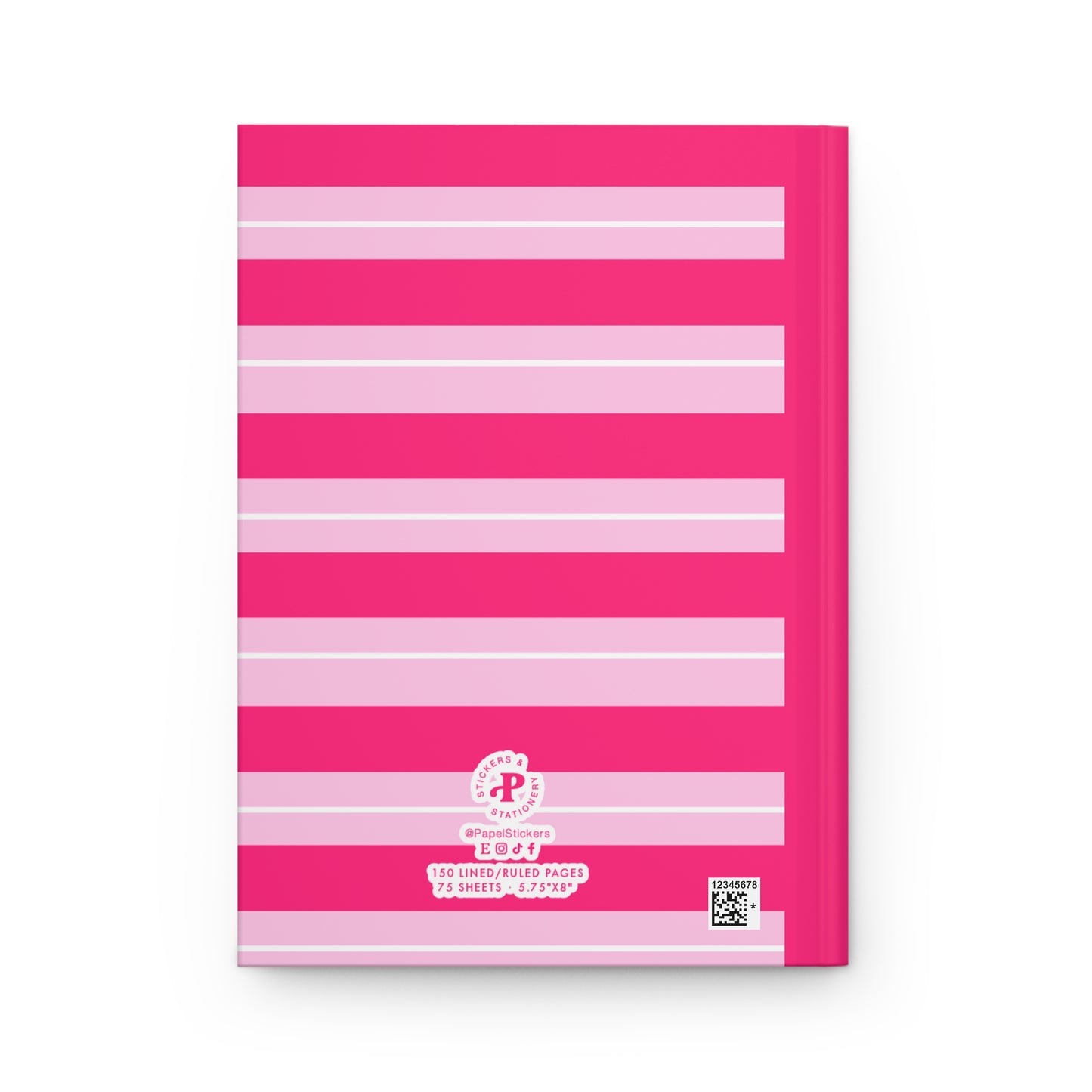 5.75x8" Hardcover PINK STRIPES Composition Book, 150 lined pages, Unique Valentine's Day Gift for Kids/Classmate/Coworker/Best Friend