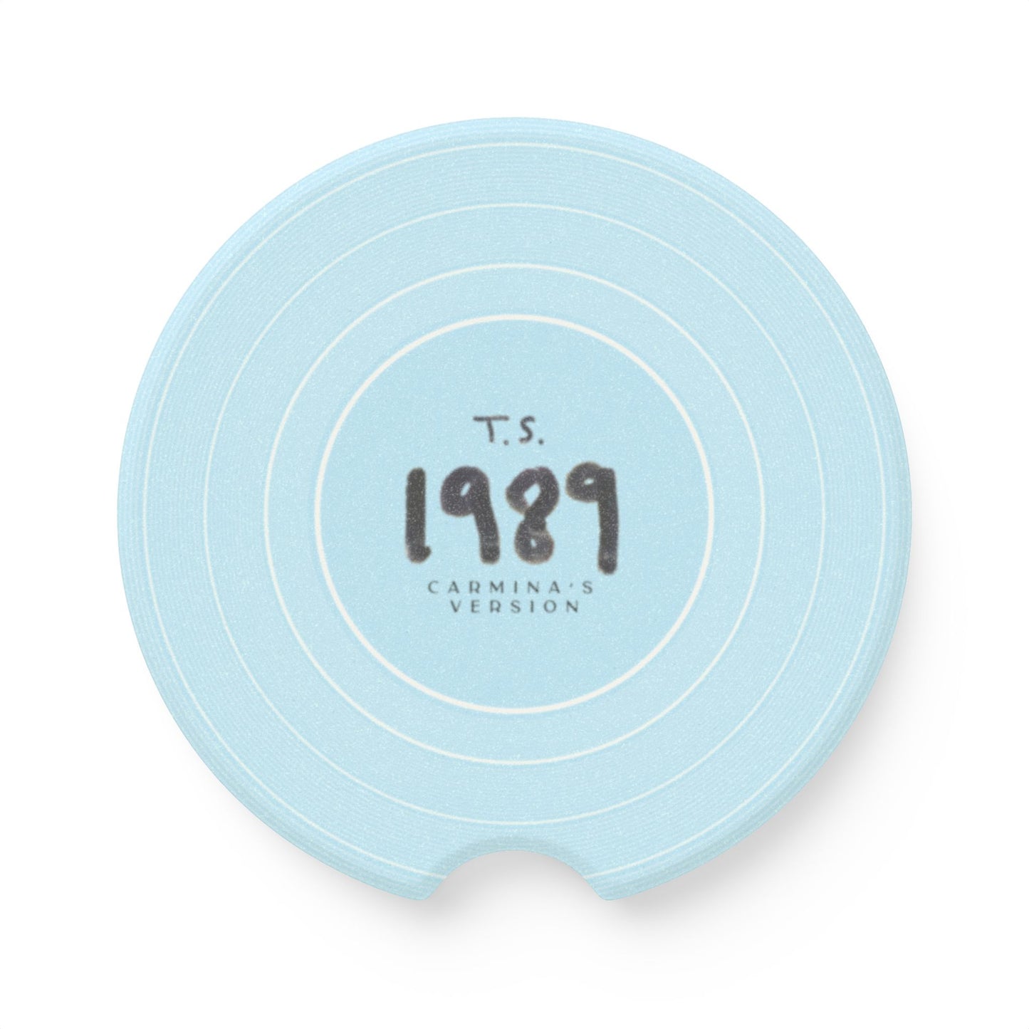 Personalized 1989 Sky Blue Vinyl Record Soapstone Car Coaster, CUSTOM VERSION's Name | 2.6" x 2.6" round | Swiftie Fan Gift